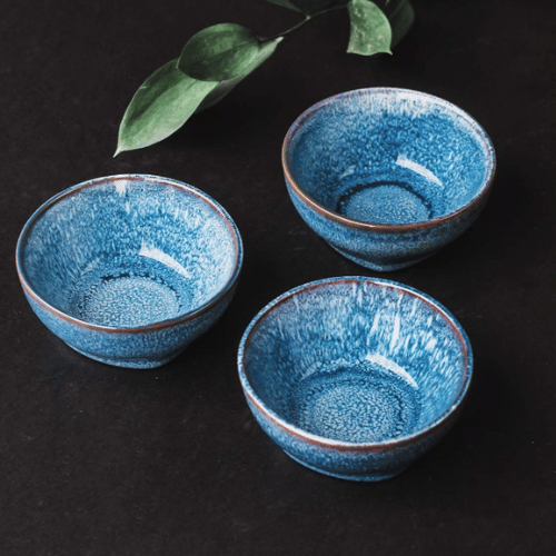 Dipping bowls in ocean blue