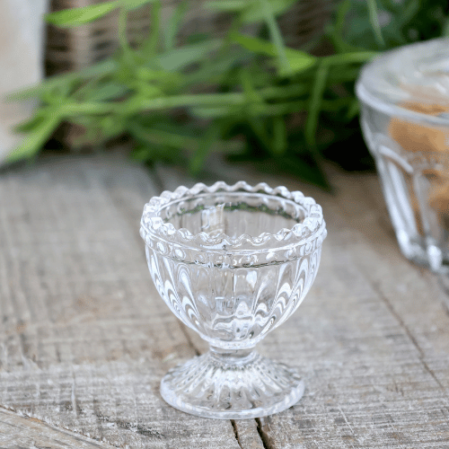 Glass Egg Cup with Pearl Edge
