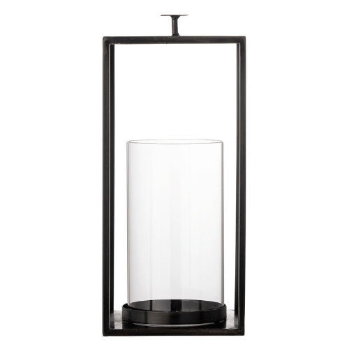 Glass and Black Metal Lantern - Udoon