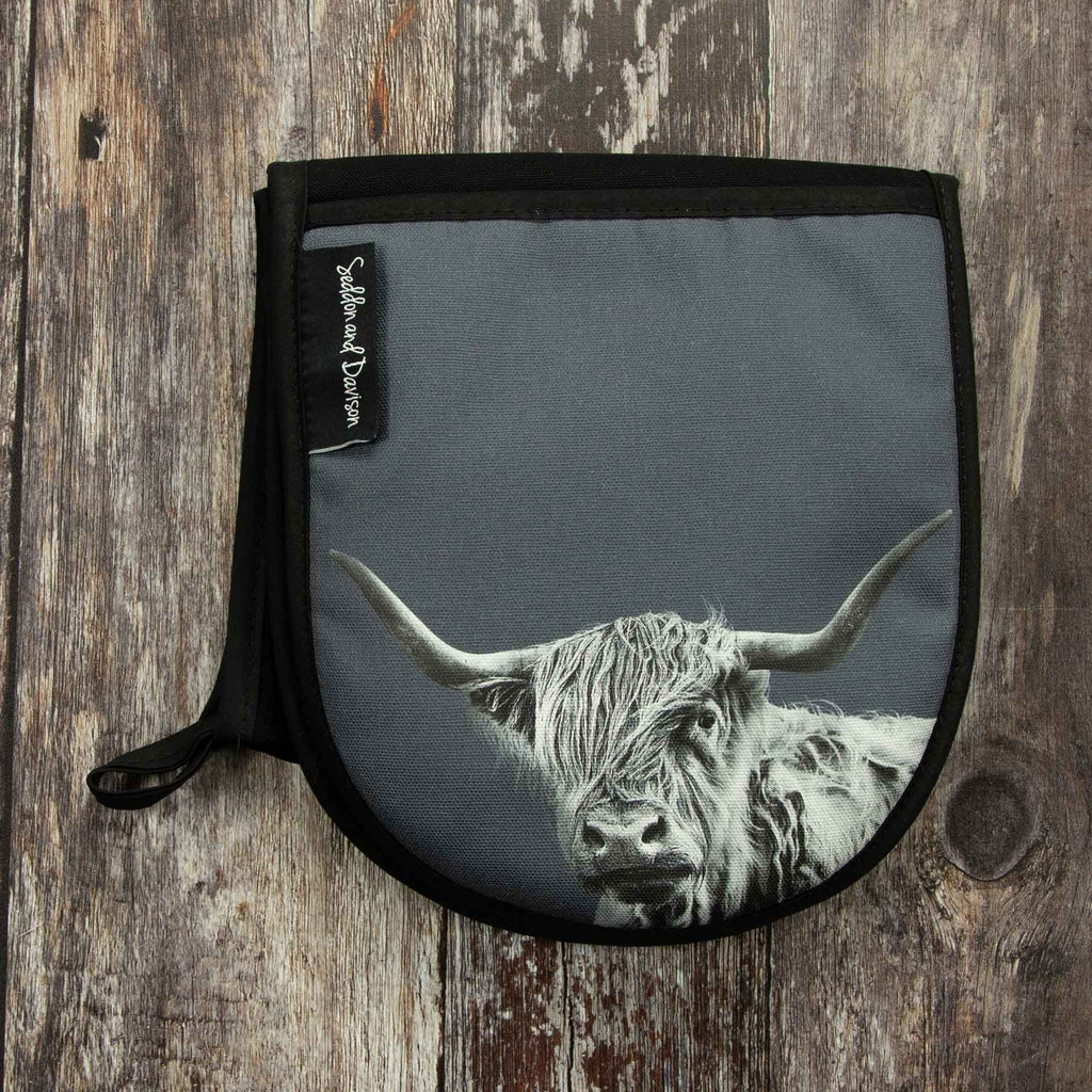 Highland Cow Oven Gloves - Charcoal