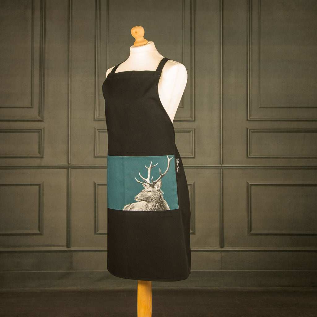 Highland Stag Apron - Teal Green