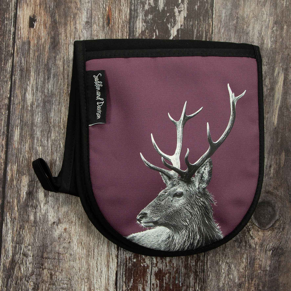 Highland Stag Oven Gloves - Mulberry