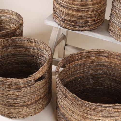 Impr Round Rattan and Bamboo Baskets - 5 Sizes