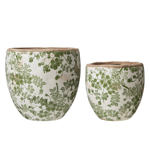 Malou Green and White Stoneware Pots