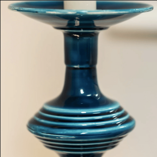 Pizan Candlestick Prussian Blue - Close Up