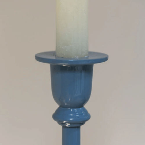 Rosa Enamel Candlestick - Smoky Blue