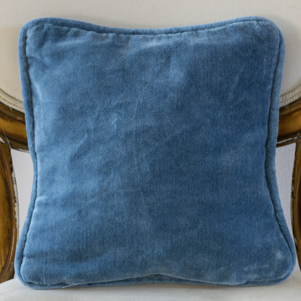 Back of Plumbago Velvet Cushion - Blue - Square