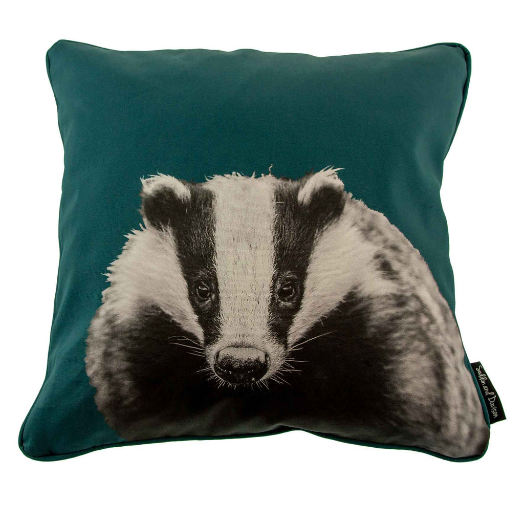 Badger Cushion - Teal Green