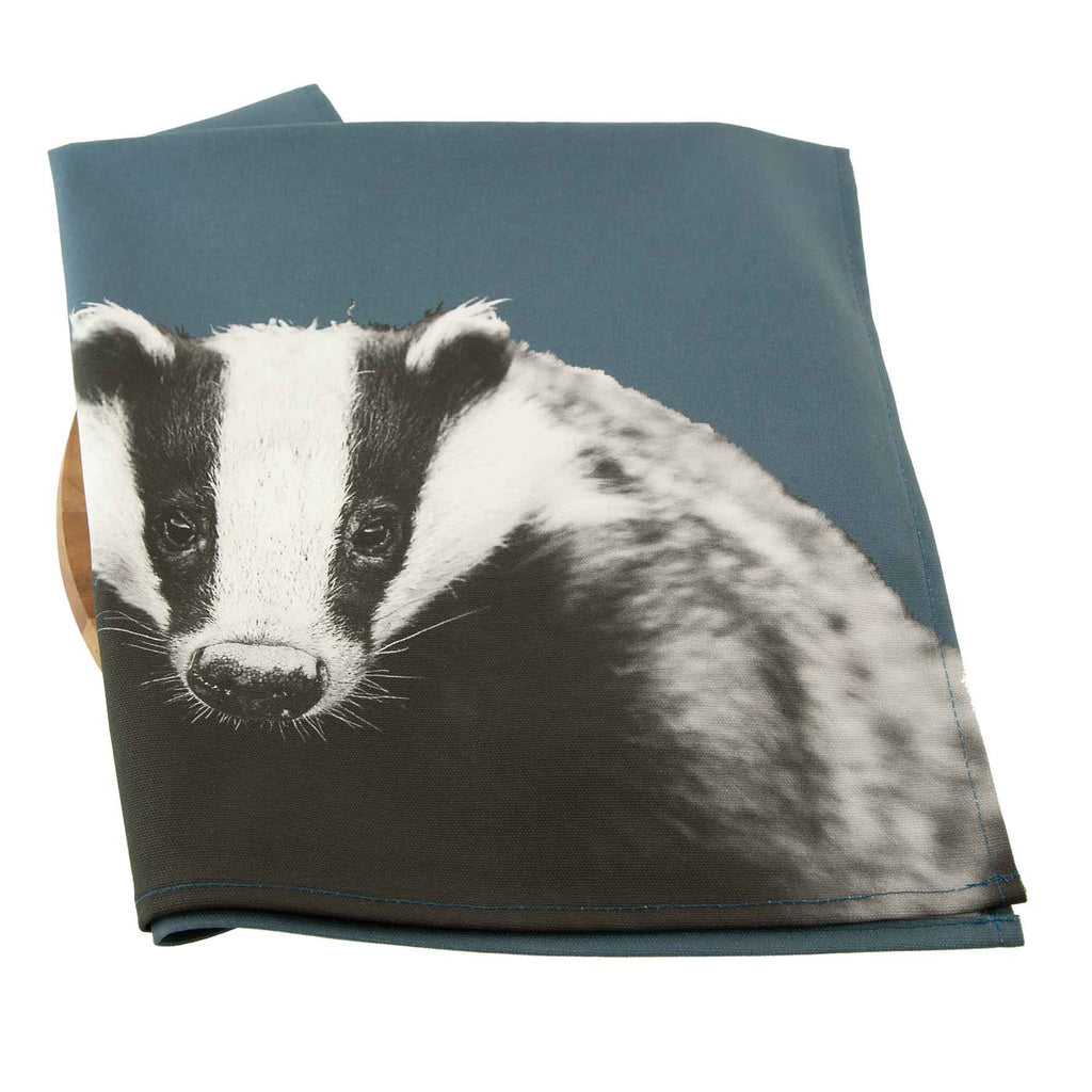 Badger Tea Towel - Steel Blue