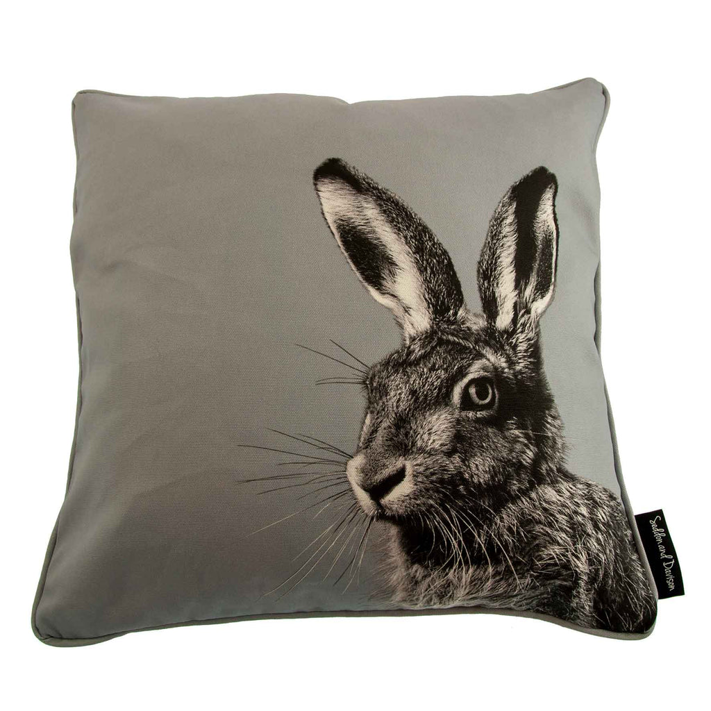 Hare Cushion - Pale Grey