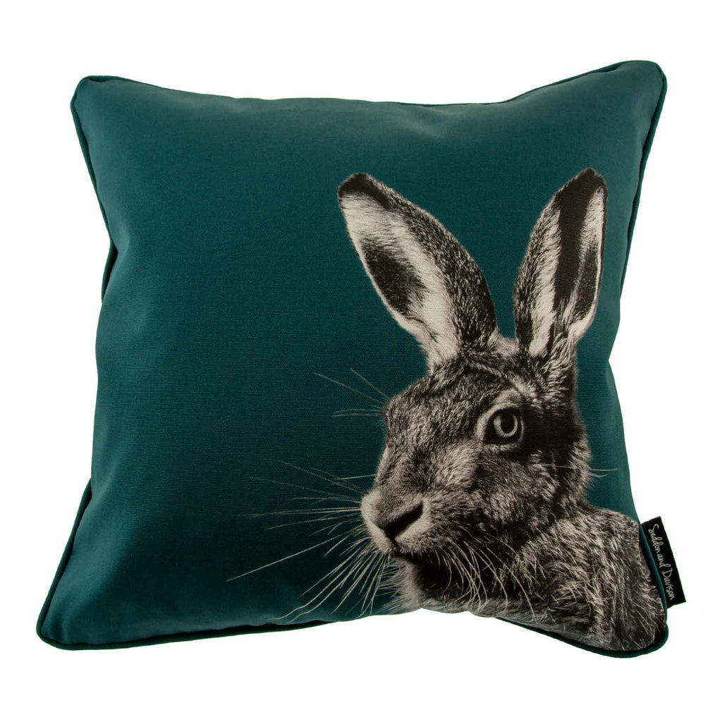 Hare Cushion - Teal Green