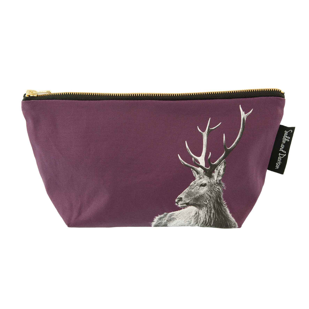 Highland Stag Wash Bag - Mulberry