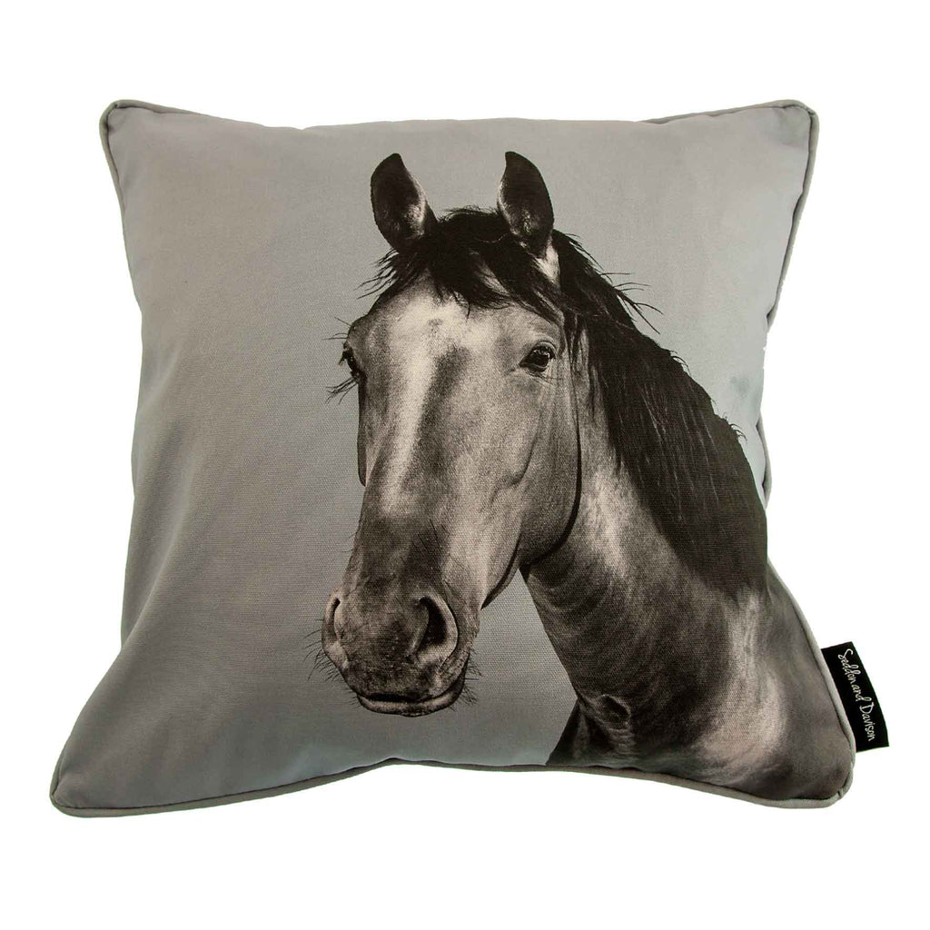 Horse Cushion - Pale Grey