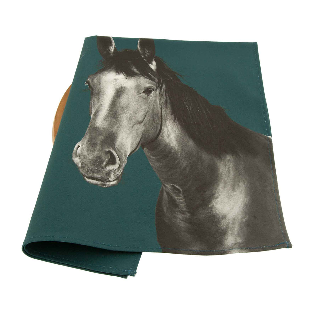 Horse Tea Towel - Teal Green