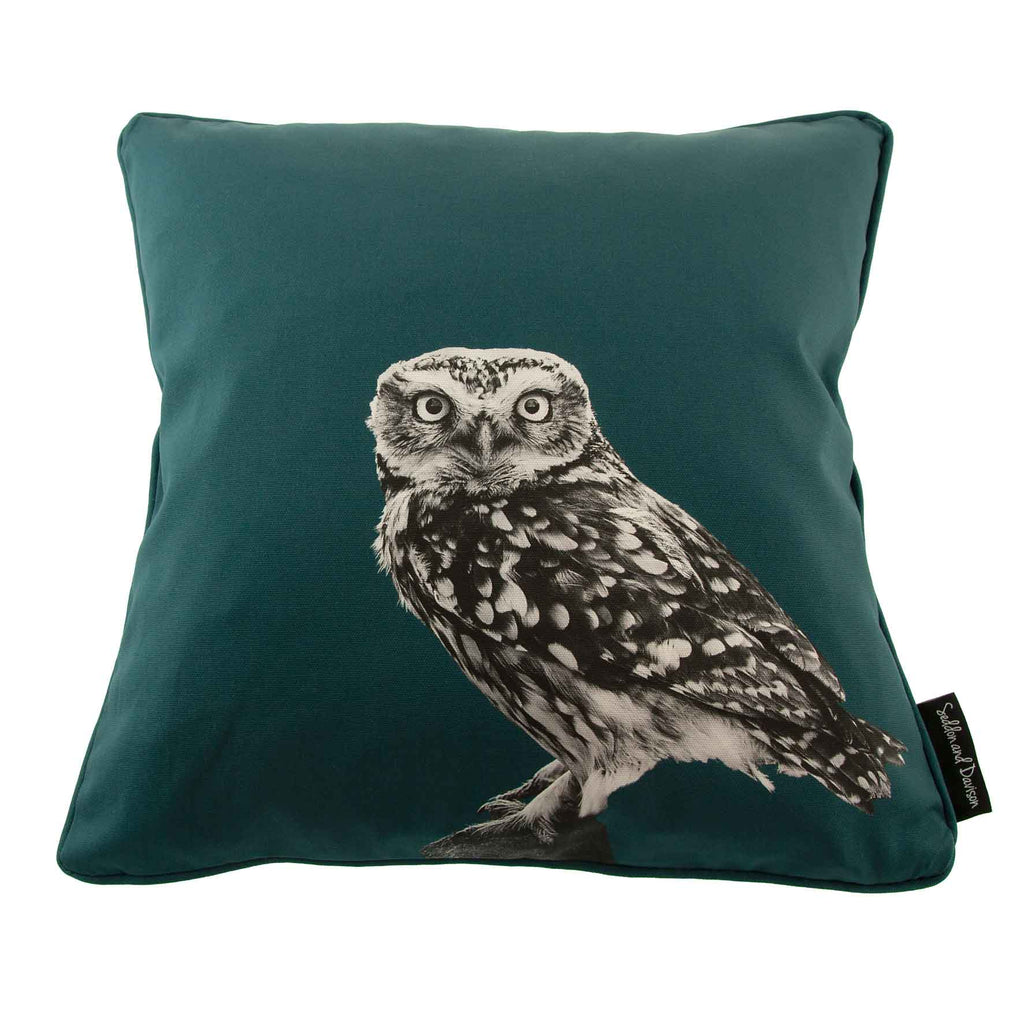 Little Owl Standing Cushion - Teal Green