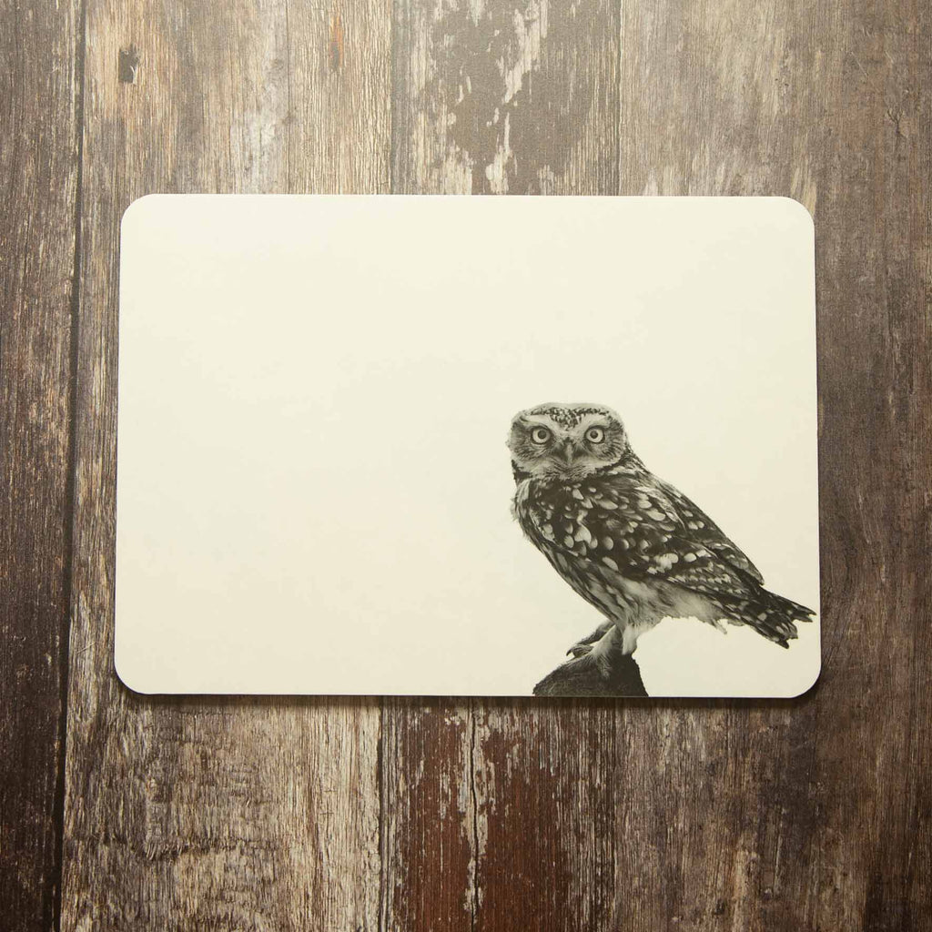 Little Owl Standing Placemat - White