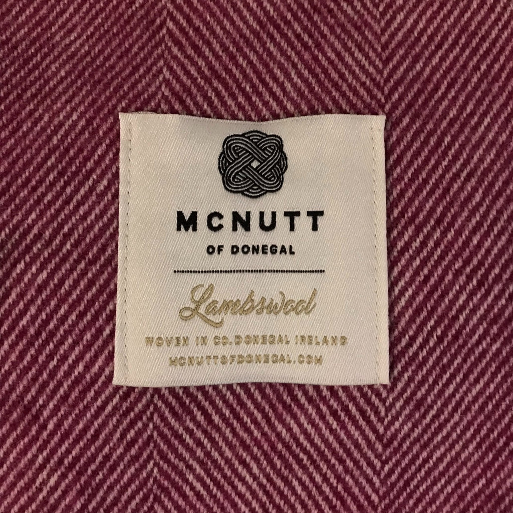 McNutt of Donegal - Beetroot Herringbone Lambswool Blanket