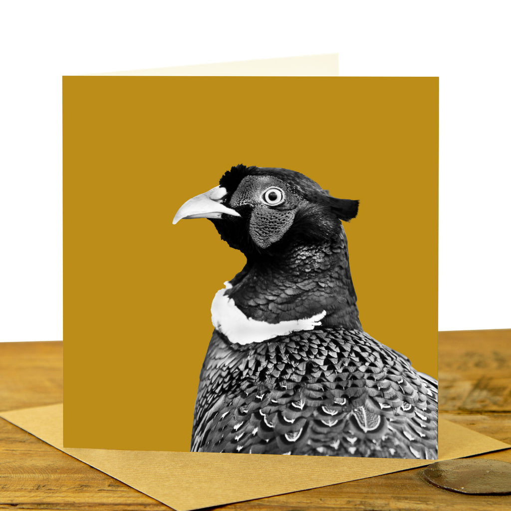 Pheasant Greeting Card - mustard
