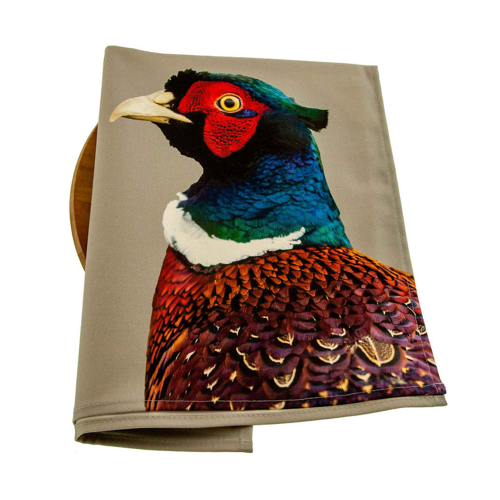 Pheasant Tea Towel Colour - Sage Grey