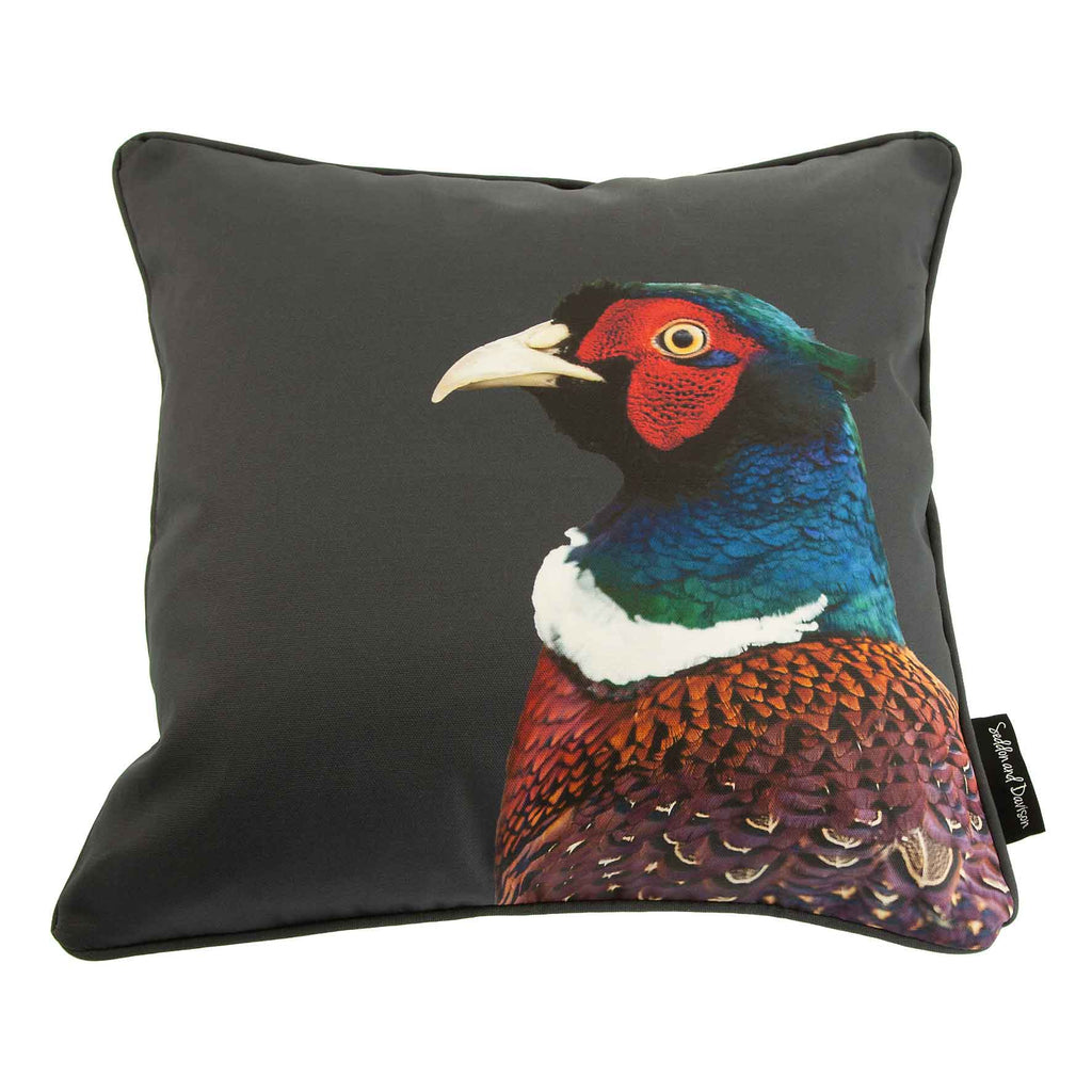 Pheasant cushion (colour) - charcoal