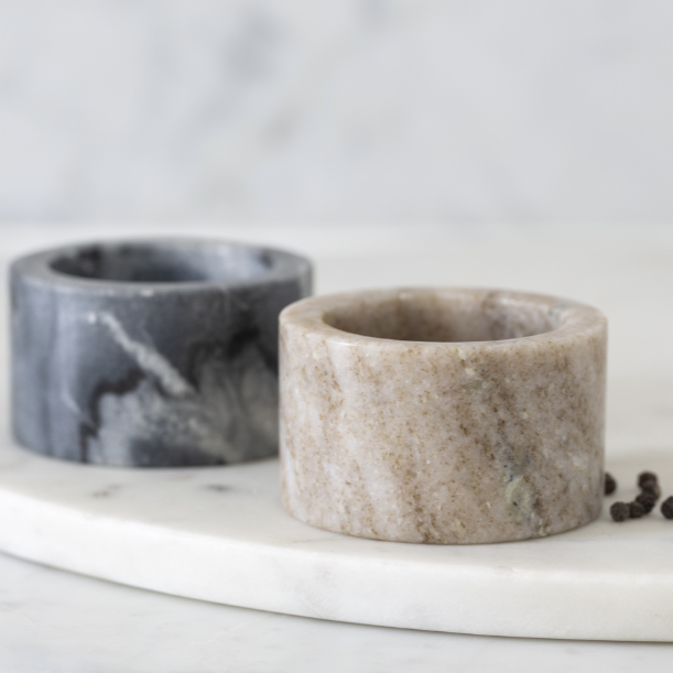 Sand and Charcoal Marble Salt Cellars