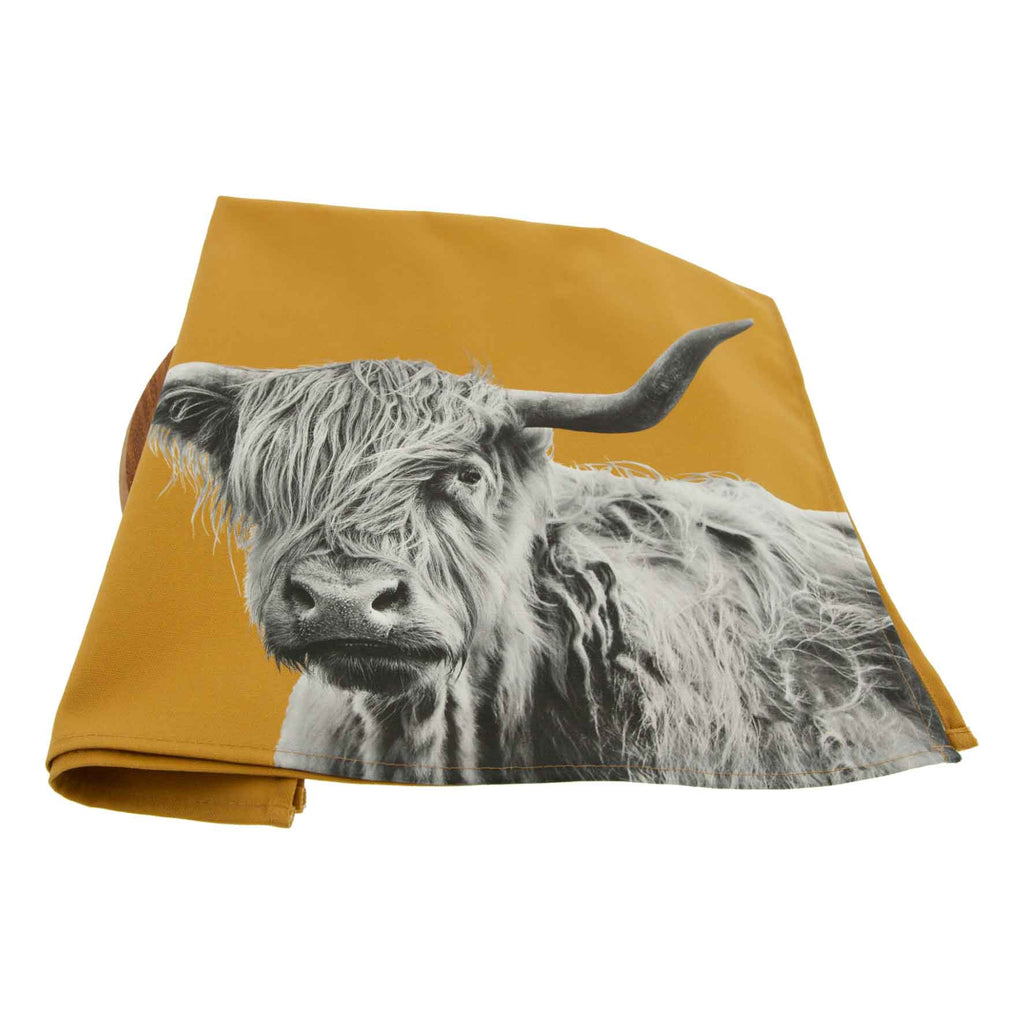 Highland Cow Tea Towel - Ochre