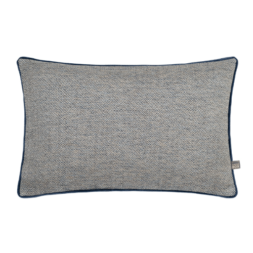 ADA OBLONG CUSHION IN SILVER AND BLUE