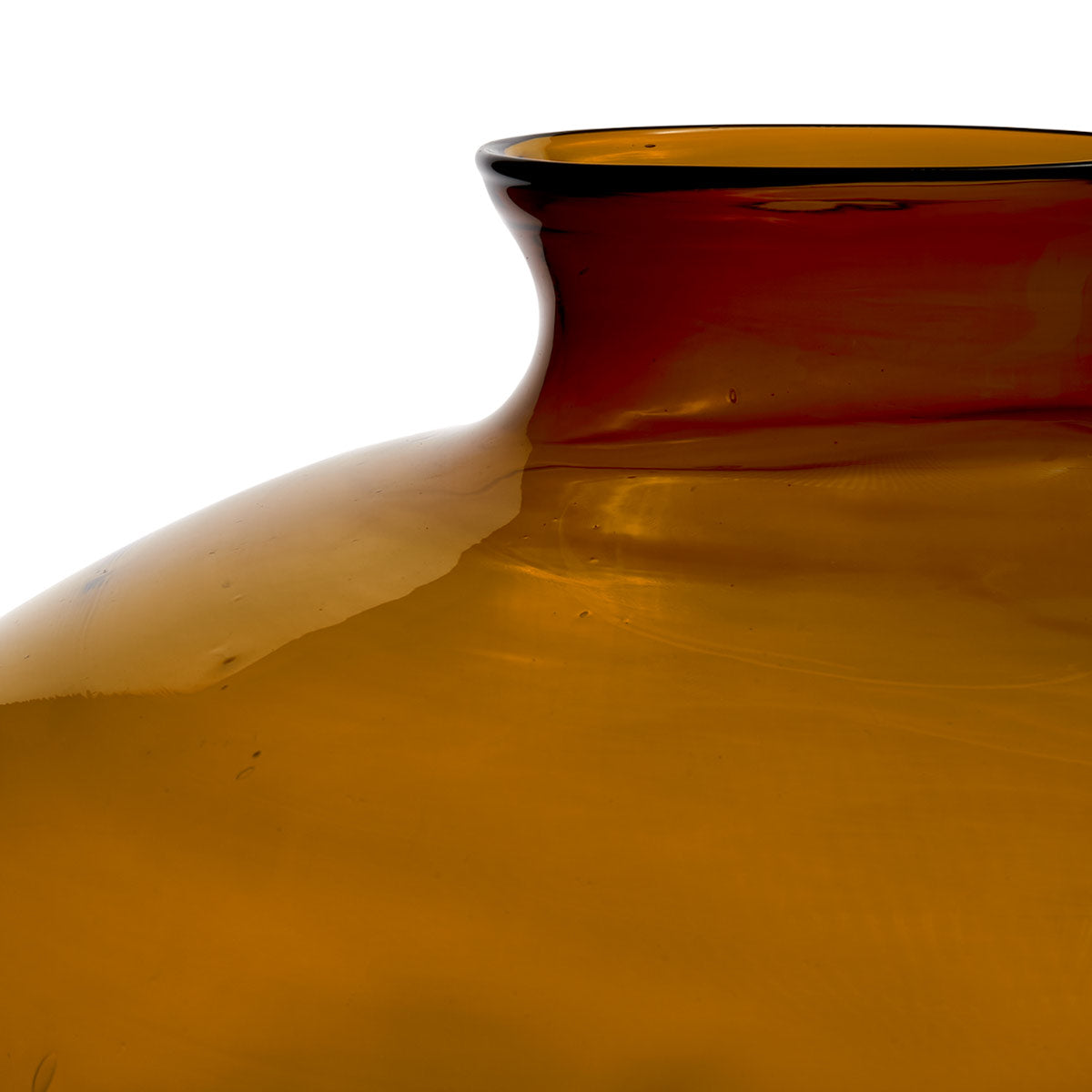 Ambra Brown Glass Vase - Large - Close up of neck and material