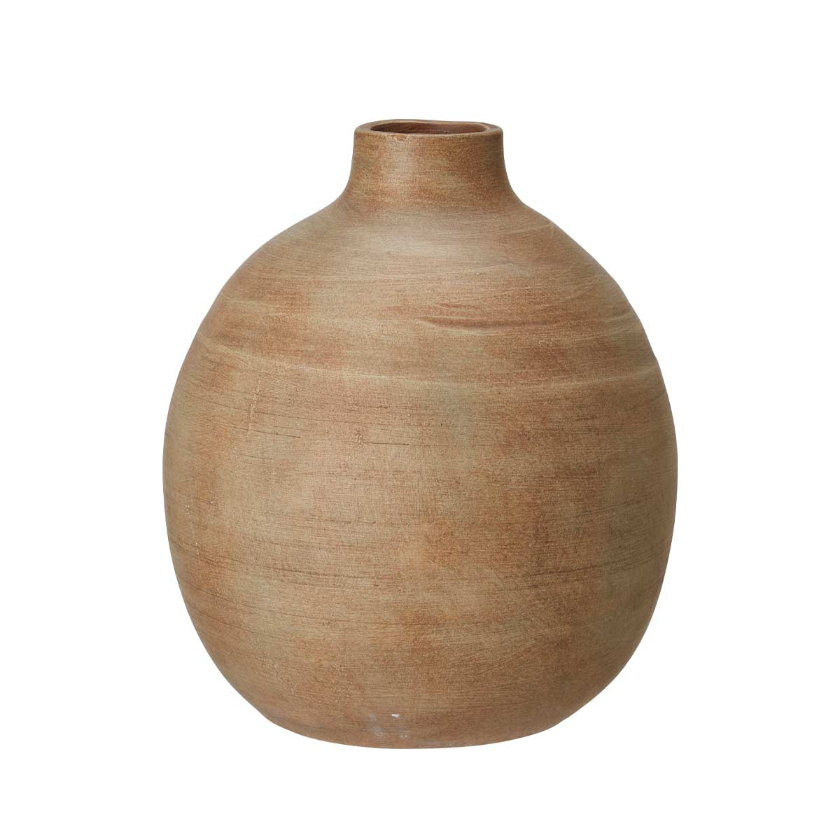 Large Ayana Brown Melange Vase in terracotta, 20x24cm, with a natural, rustic finish and organic round shape, ideal for dried flowers or décor.