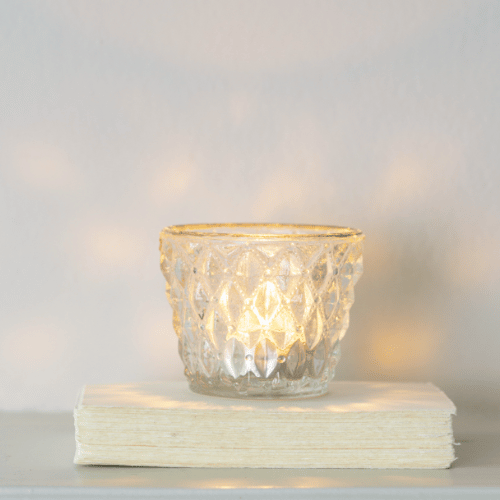 Clear Glass TeaLight with Gold Rim