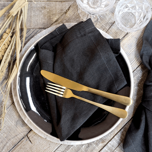 Coal Linen Napkins - Set of 4