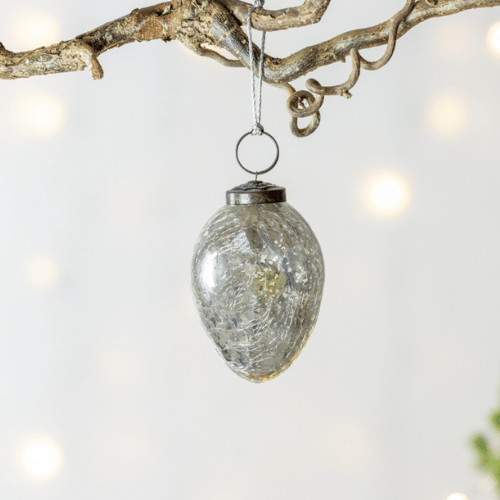 Crackle Oval Decoration Silver