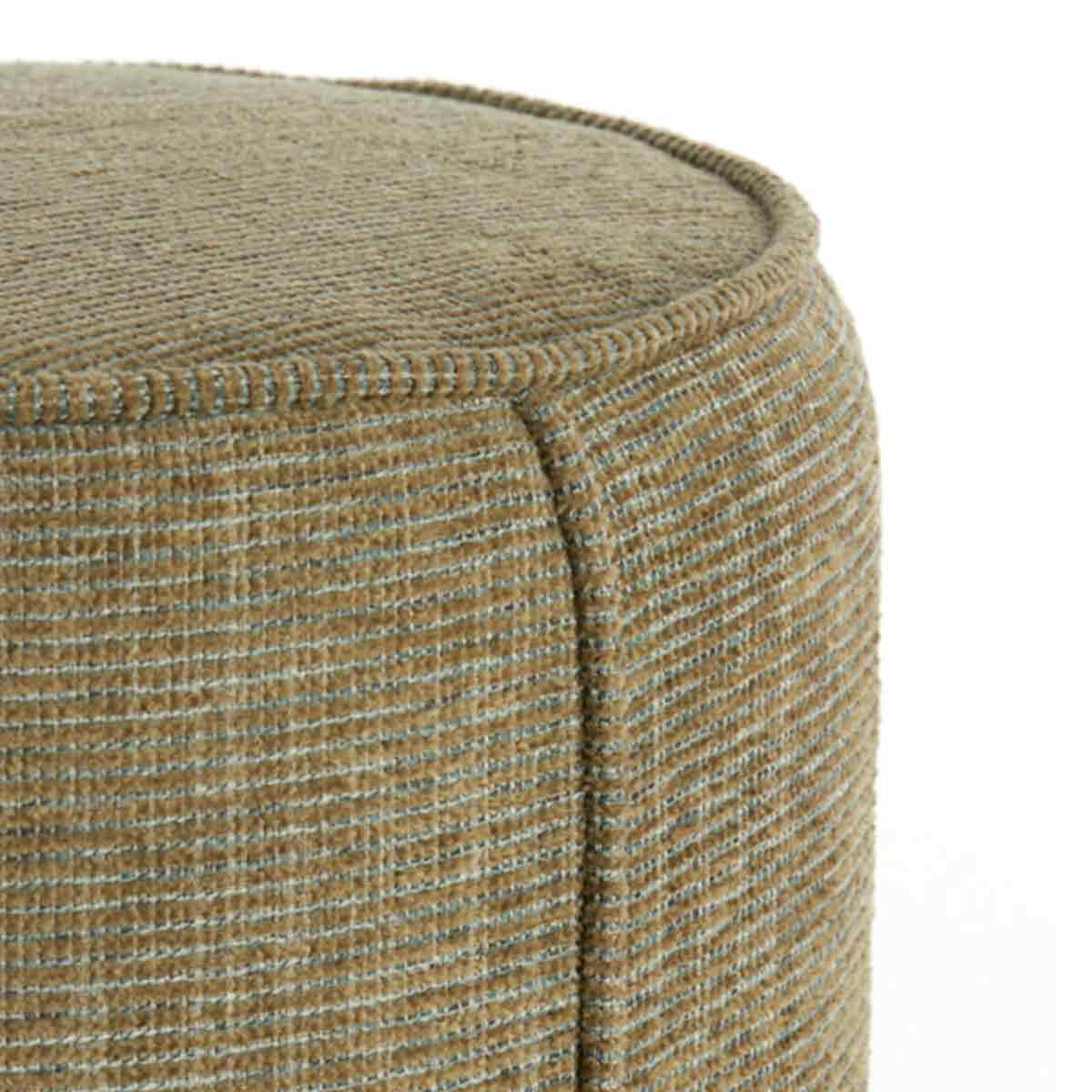 Domoni Green Pouffe close up of corner and textured material