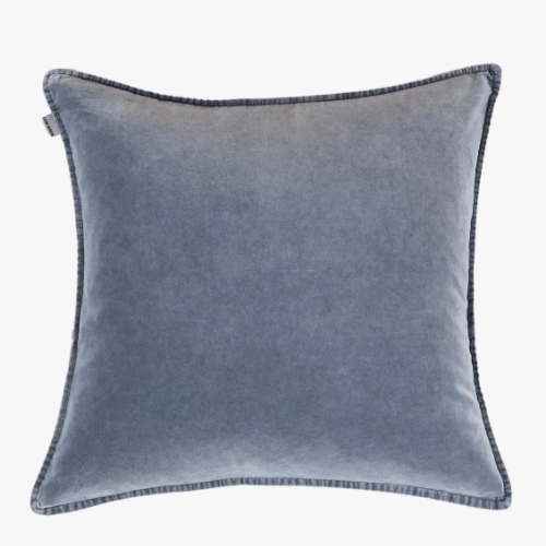Dusty Blue Washed Velvet Cushion