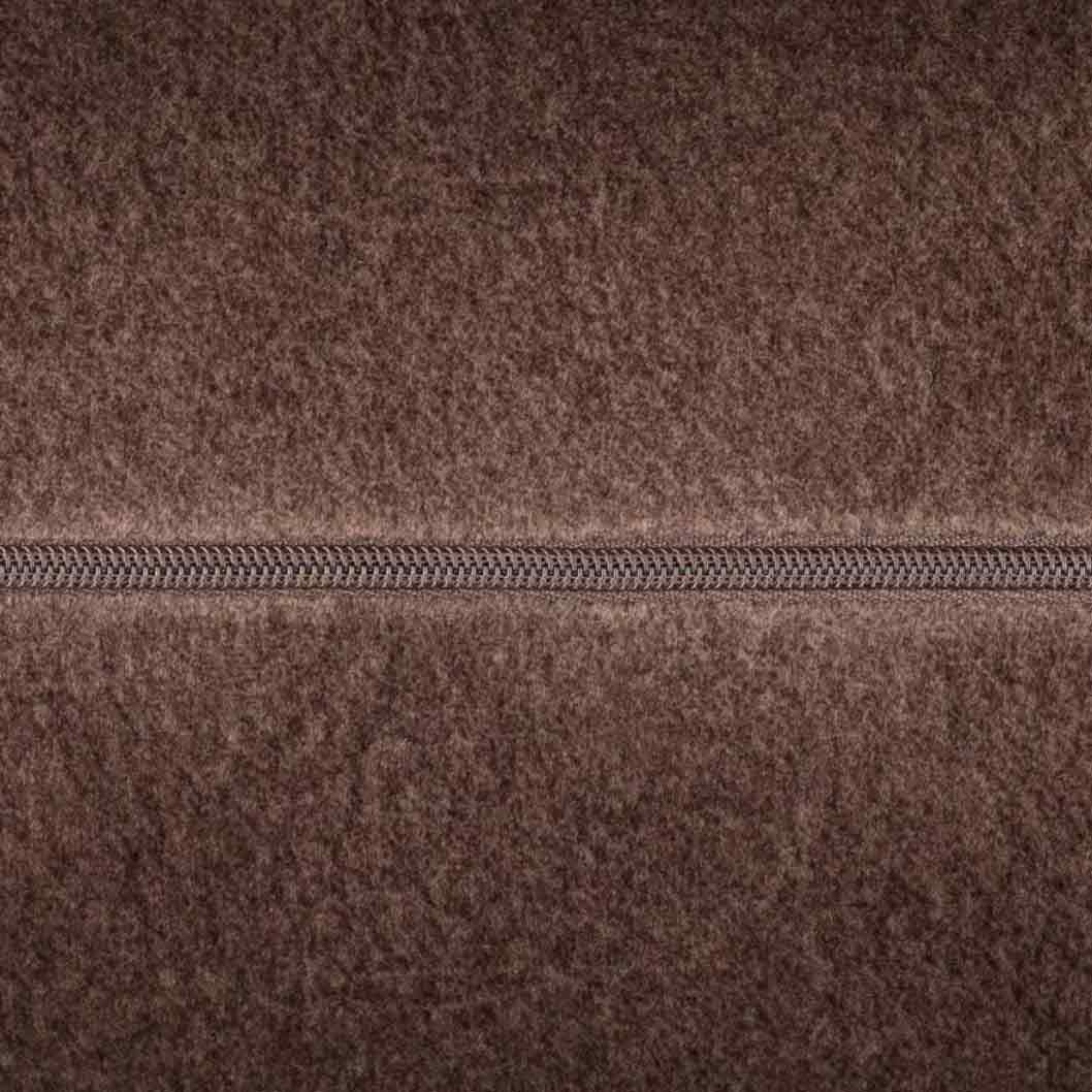 Easkey Chocolate Cushion in Brown - Square - Close-up of Zip – A close-up of the concealed zip on the Easkey Chocolate Cushion, highlighting the seamless design.