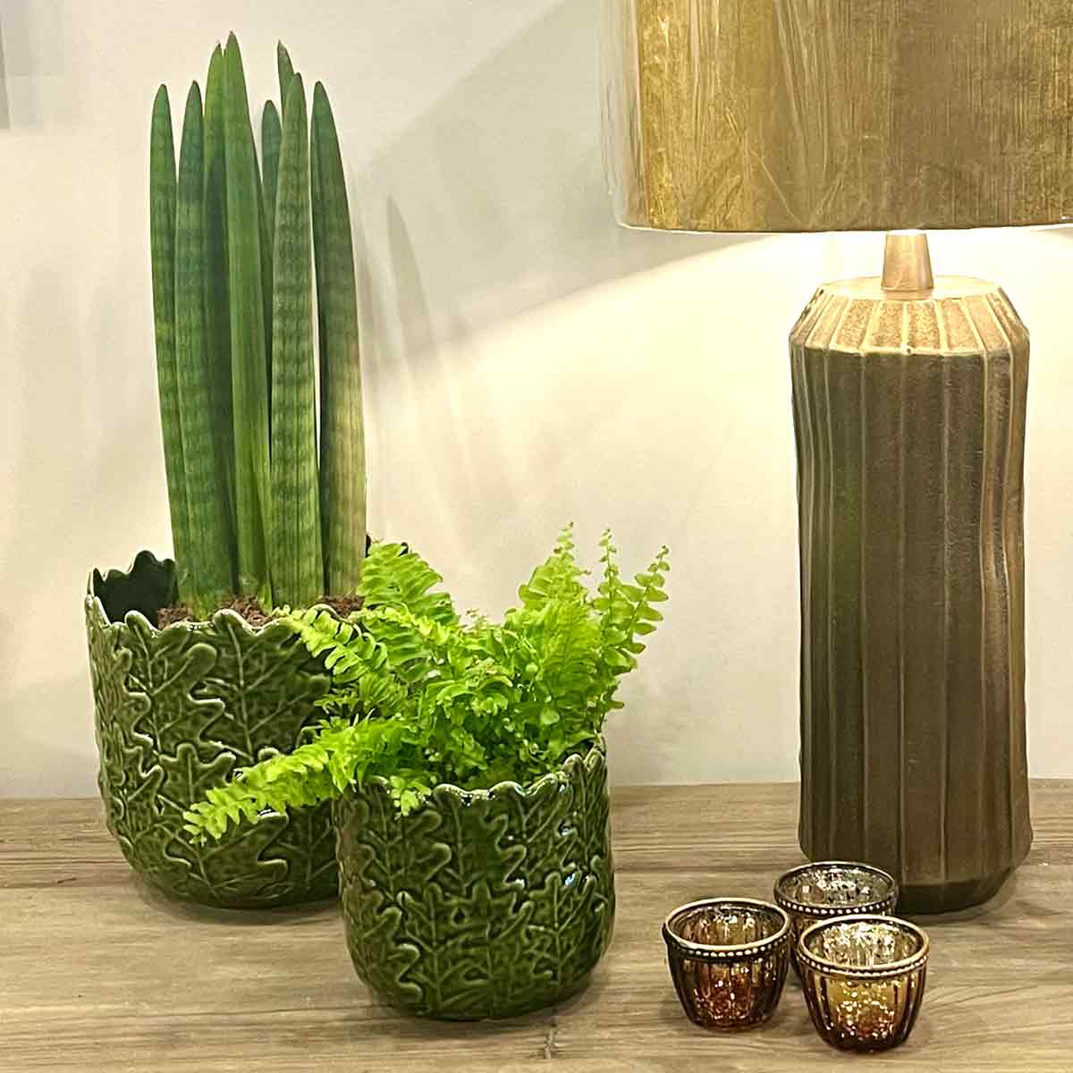 Ekke Leaf Motif Ceramic Pot - Two sizes available