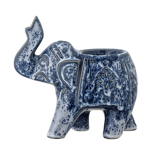Elephant Ceramic Votive Holder - Blue