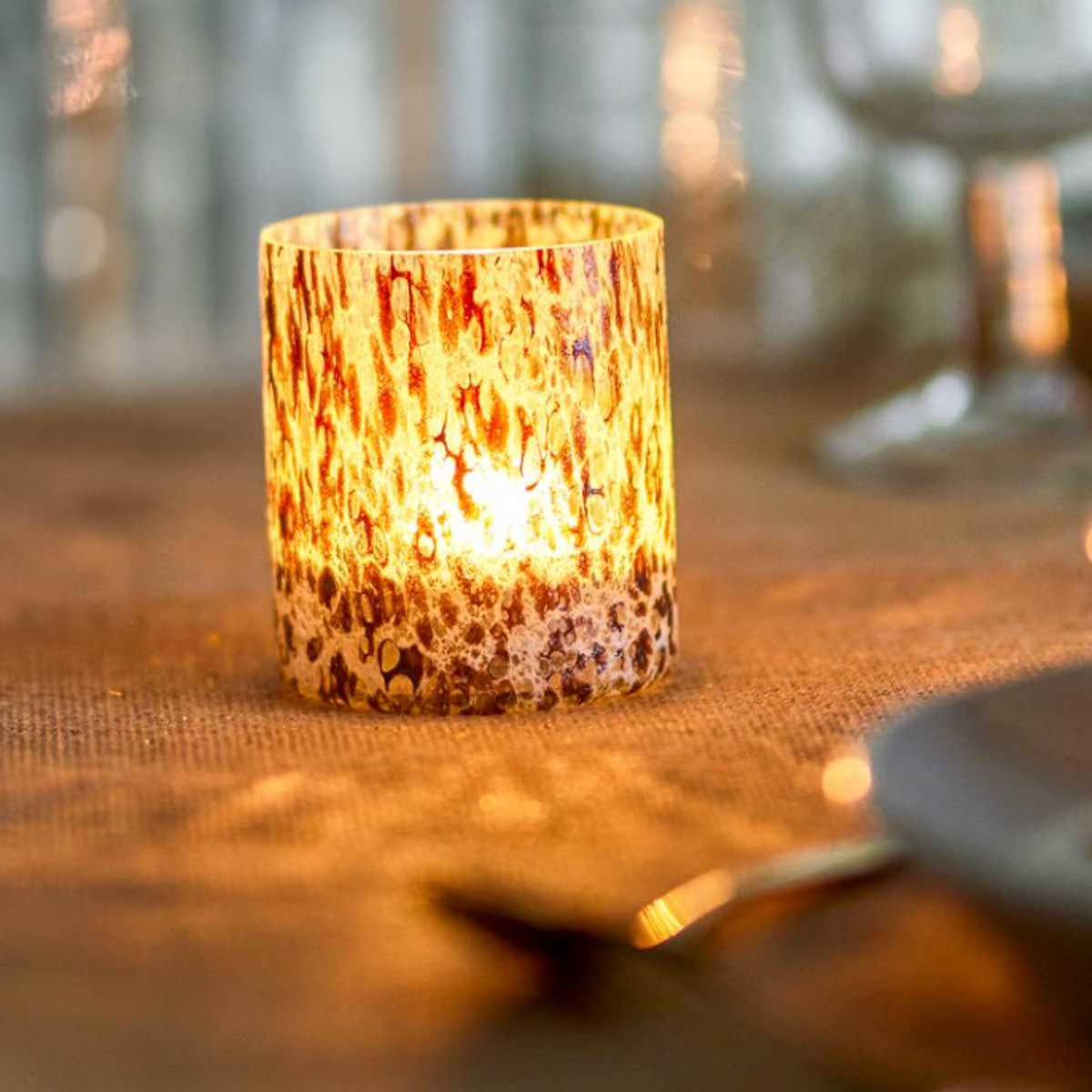 Felicita Votive Mottled Brown Recycled Glass