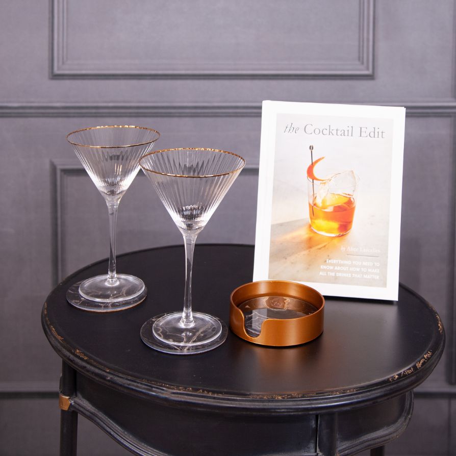 Gold Rimmed Martini Glasses - Seddon and Davison