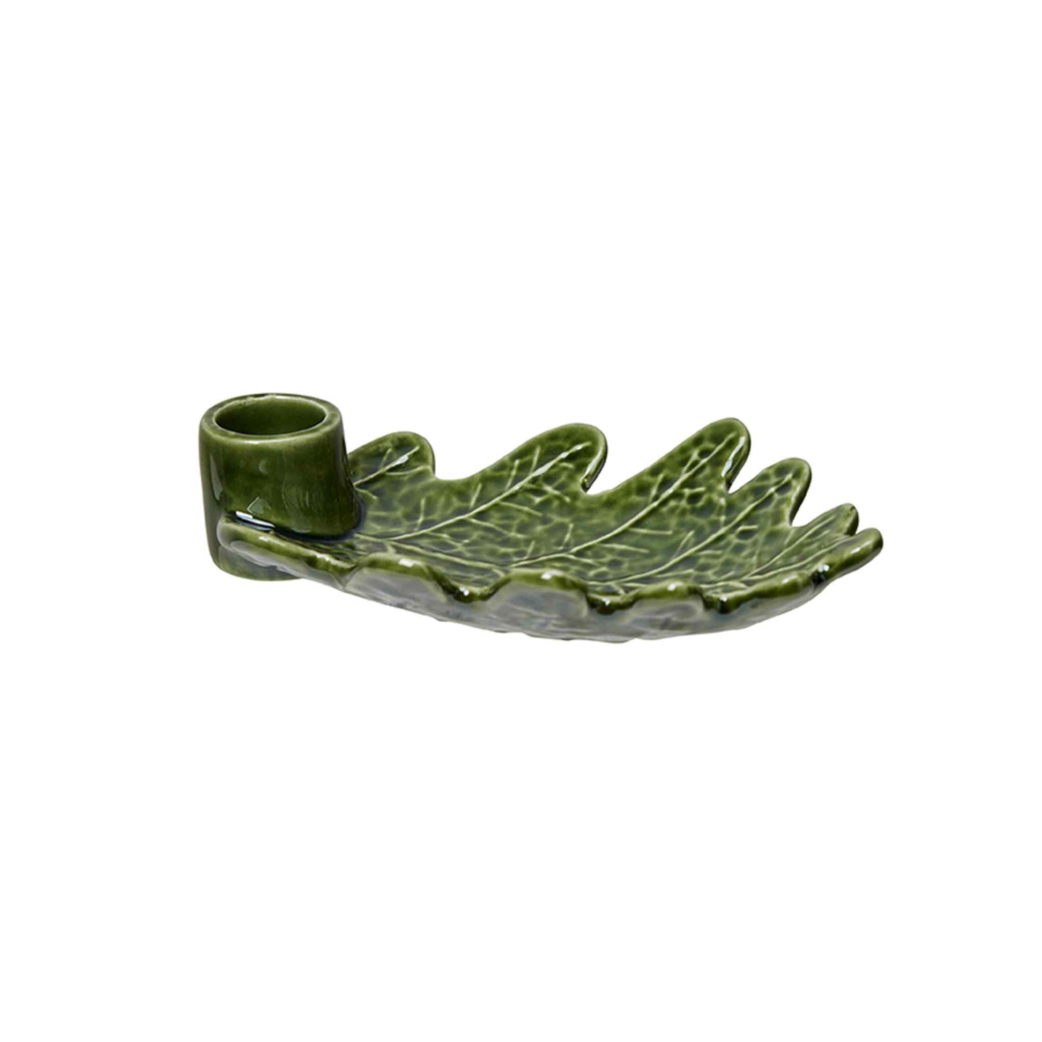 Green Oak Leaf Candleholder