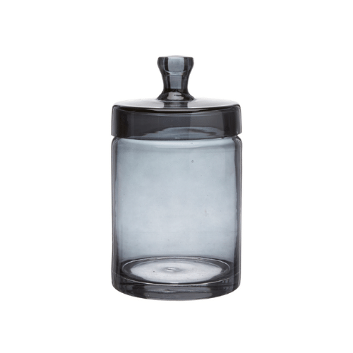 Grey Glass Jar with Lid - Large