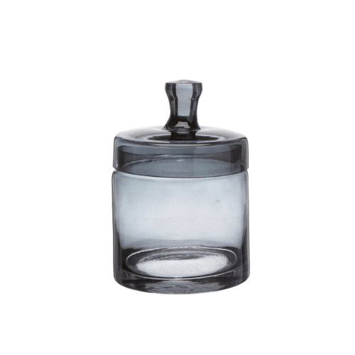 Grey Glass Jar with Lid - Small