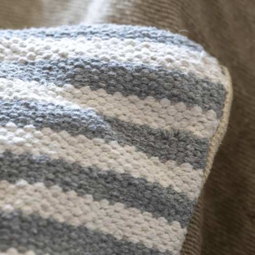 Chunky Cotton Cushion - Striped Grey