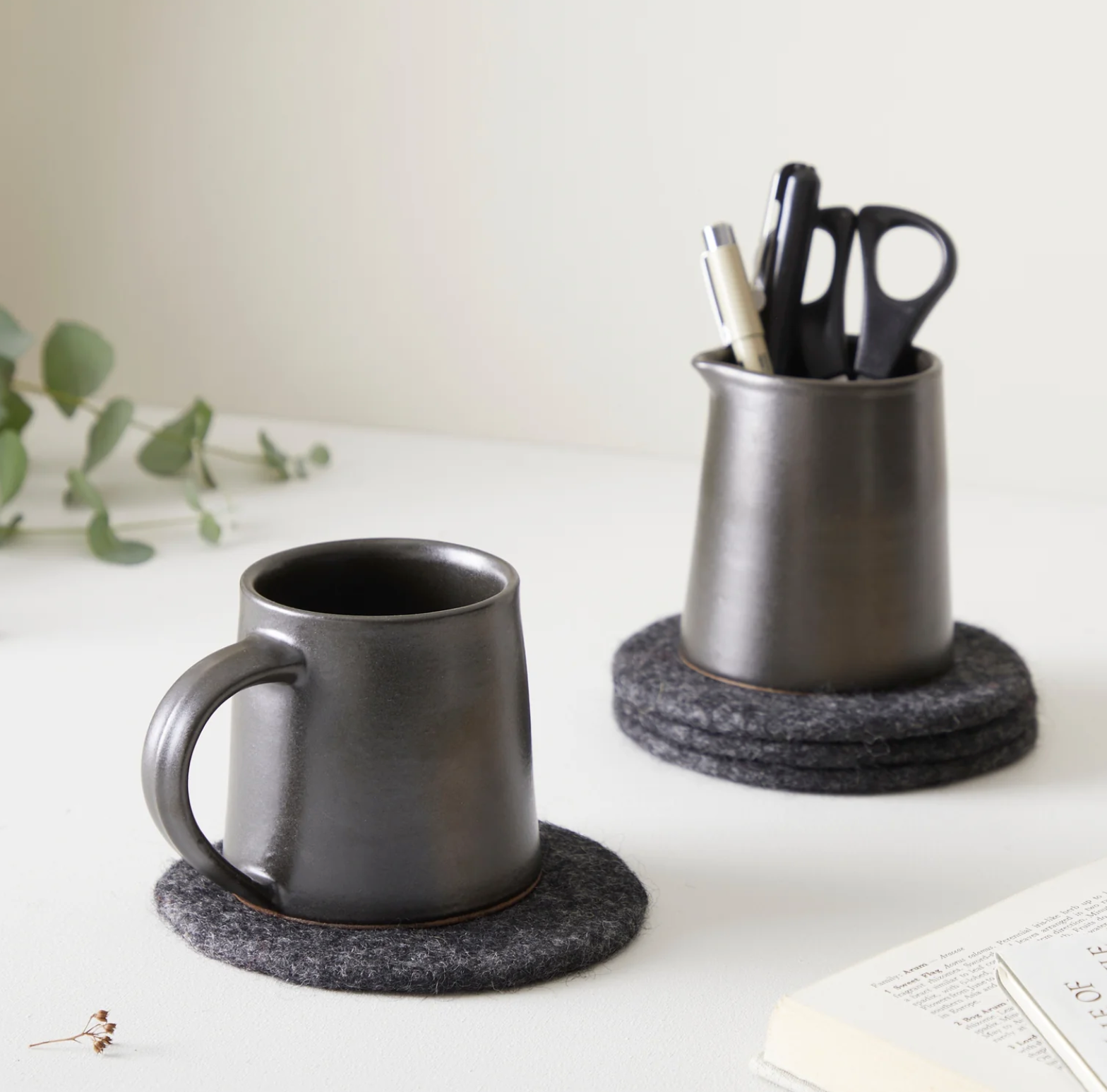 Handmade Stoneware Jug - Charcoal Brown