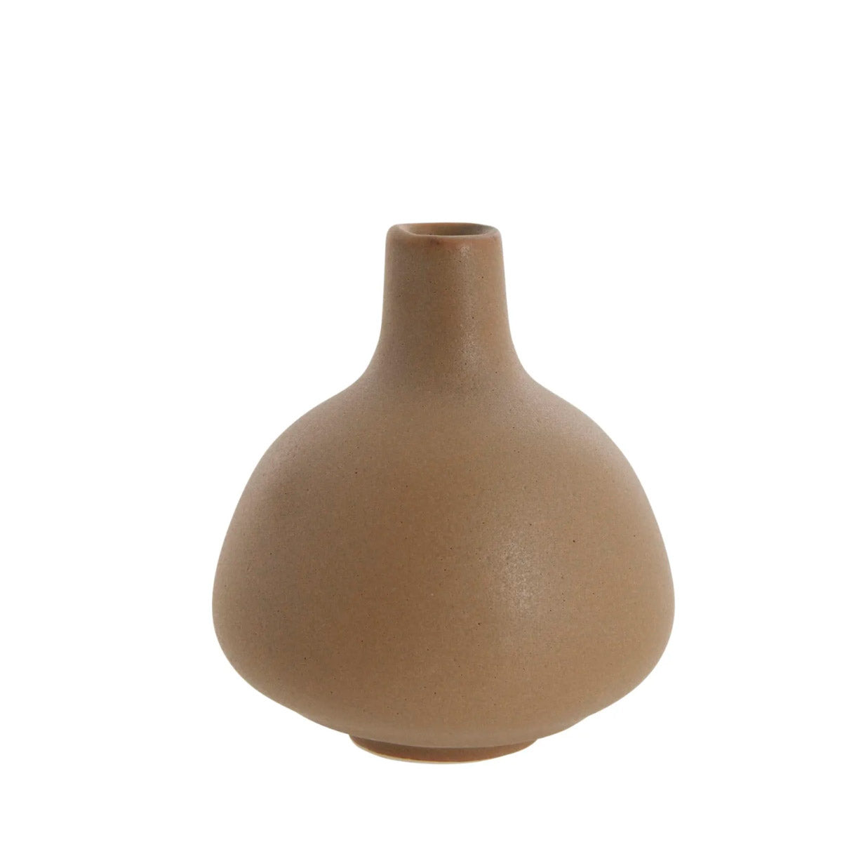 Helene Vase in Ochre – a small ceramic vase with a soft, rounded shape and warm earthy tones, ideal for home decor, shelf styling, or displaying flowers.