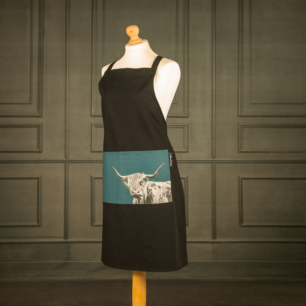 Highland Cow Apron - Teal Green