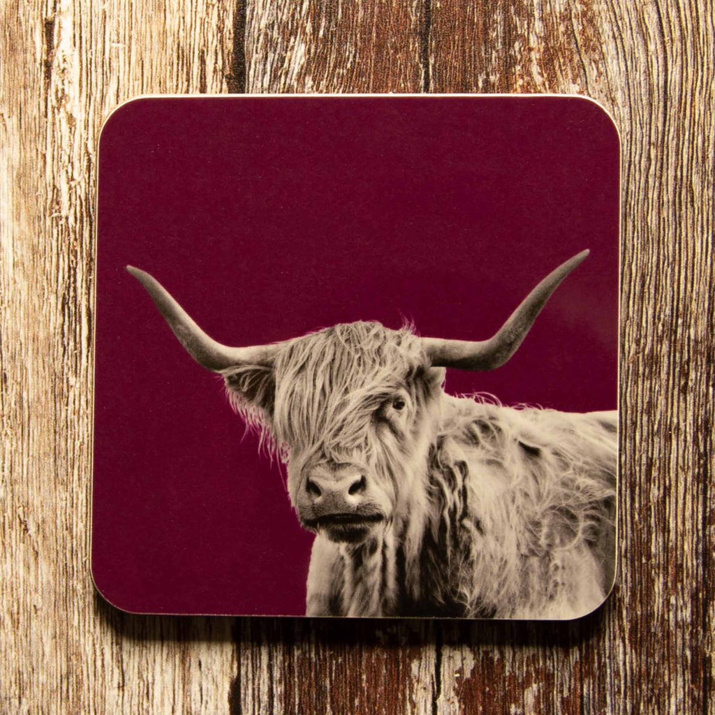 Highland Cow Coaster - Mulberry