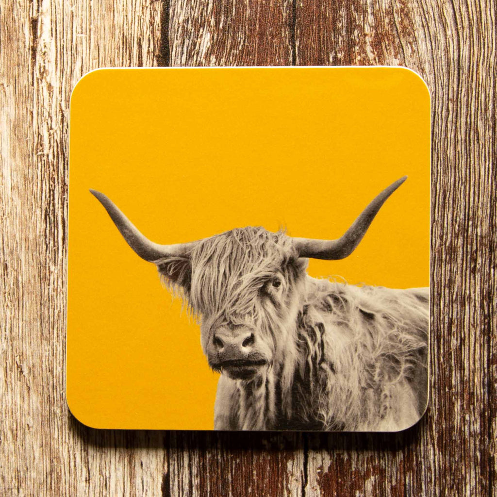Highland Cow Coaster - Mustard