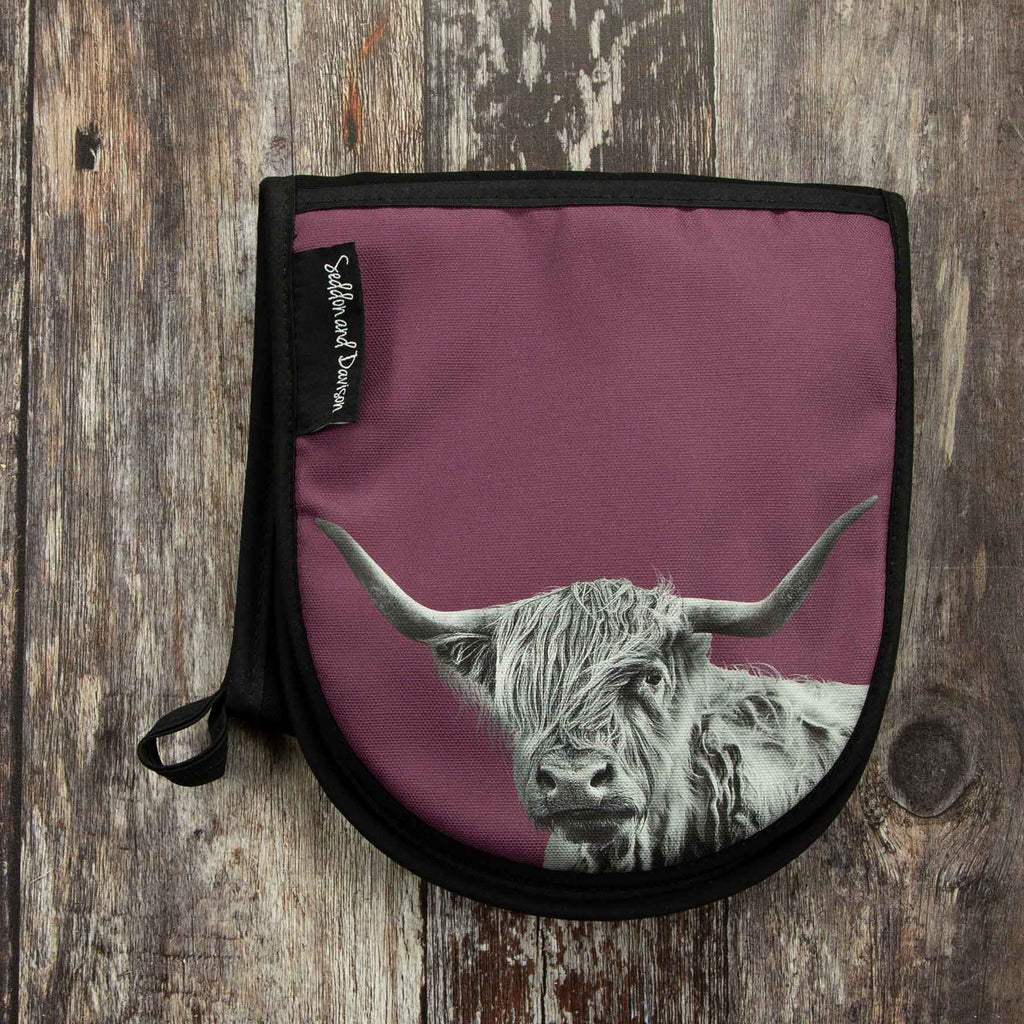 Highland Cow Oven Gloves - Mulberry