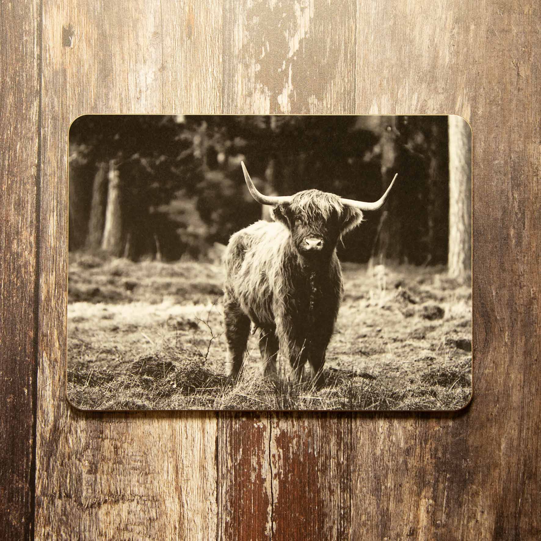 Highland Cow Placemat - Black and White